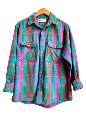 VTG Gander Mountain 100% Cotton Colorful striped warm Flannel button down Shirt